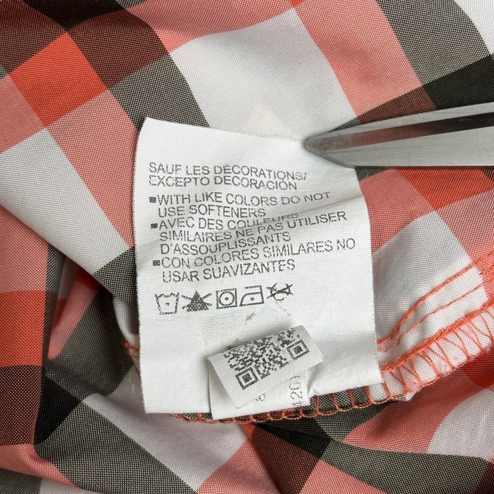 Under Armour Mens L Plaid Button Up Shirt Orange Gray HeatGear Vent Short Sleeve - Picture 7 of 13